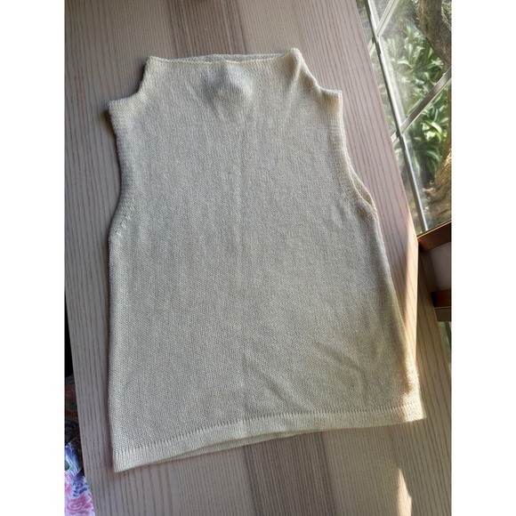 Mendocino Tops - Mendocino Womens Cream Sleeveless Knit Mock Neck Top Tank Free Size 14, Xs/s